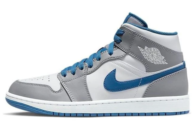 Air Jordan 1 Mid 'Cement Grey True Blue' Sneakers – DQ8426-014