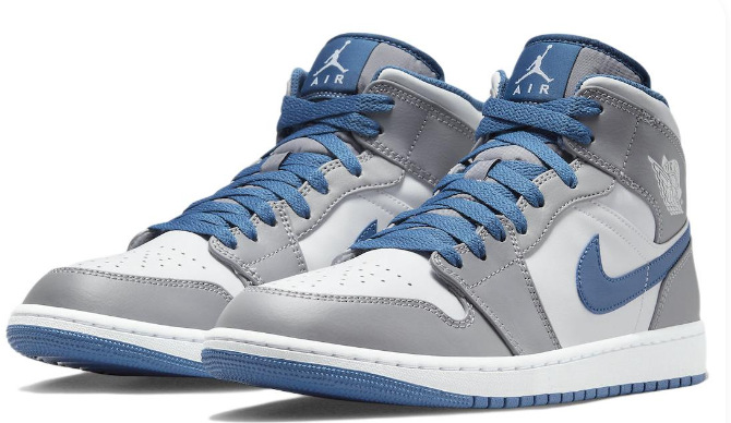 Air Jordan 1 Mid 'Cement Grey True Blue' Sneakers – DQ8426-014