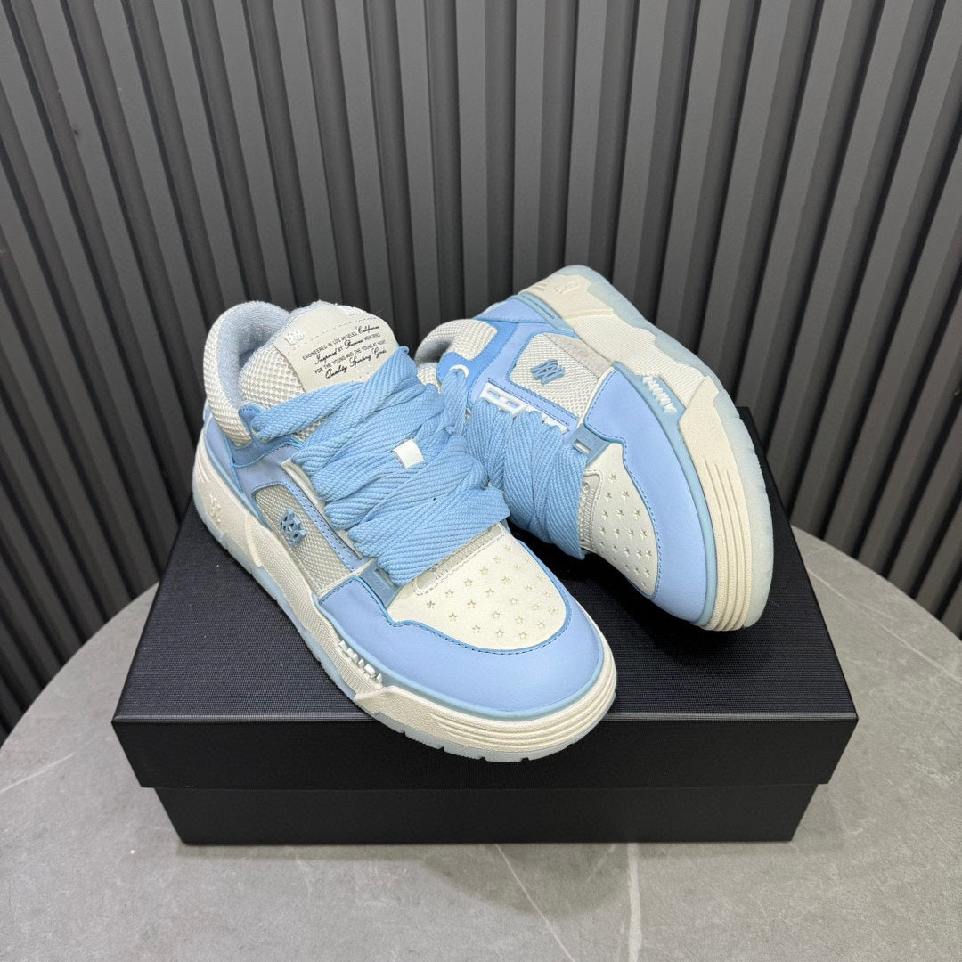 AMIRI MNS0621 White and Lime Green Star Sneakers