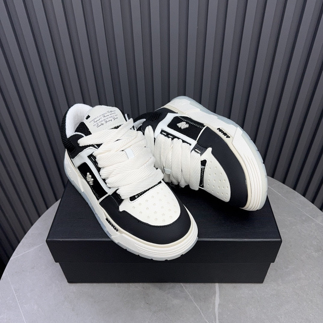 AMIRI HNH0203 Ice Blue and Cream Low-Top Sneakers