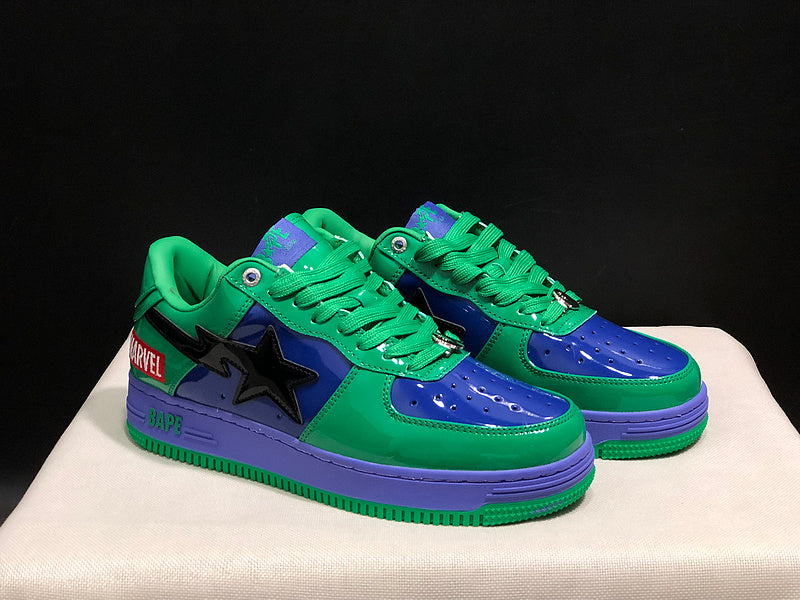 BAPE STA W13 x Marvel Green Blue Purple Low-Top Sneakers
