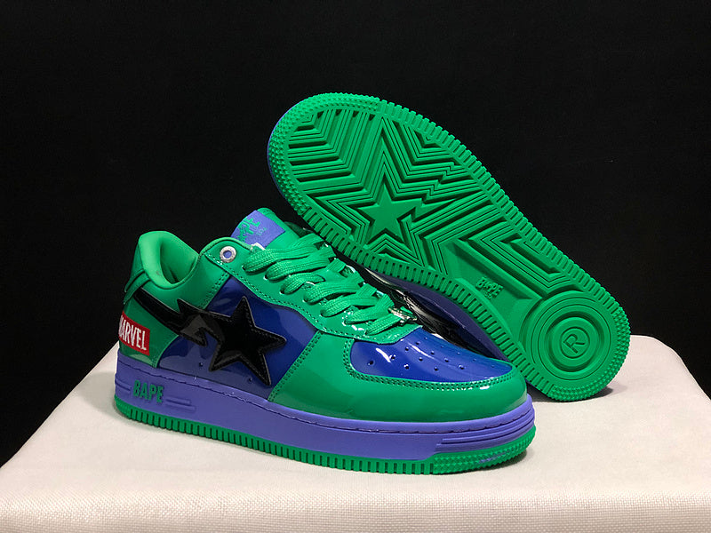 BAPE STA W13 x Marvel Green Blue Purple Low-Top Sneakers