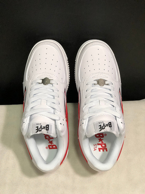 BAPE STA Shark White & Red Low-Top Sneakers