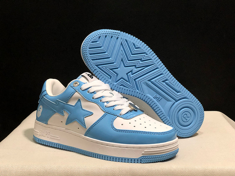 BAPE STA W29 Blue and White Star Low-Top Sneakers