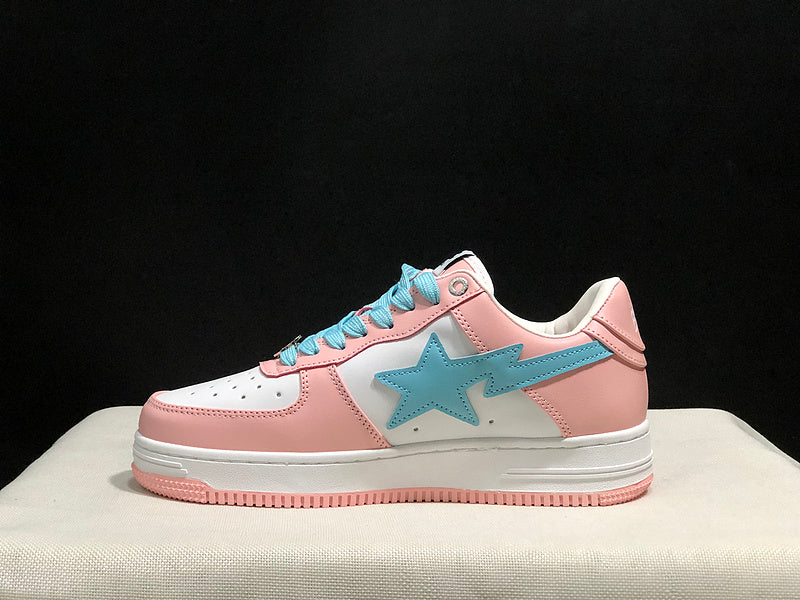 BAPE STA Pink & Baby Blue Low-Top Sneakers