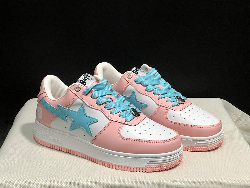 BAPE STA Pink & Baby Blue Low-Top Sneakers