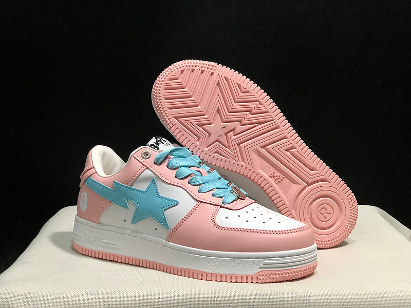 BAPE STA Pink & Baby Blue Low-Top Sneakers