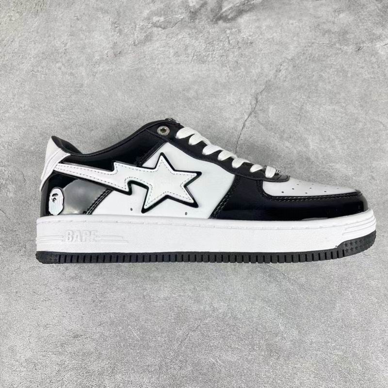 BAPE STA Shark White & Red Low-Top Sneakers