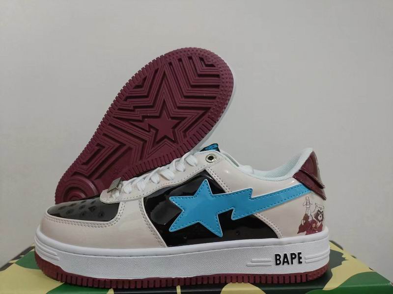 BAPE STA Shark White & Red Low-Top Sneakers