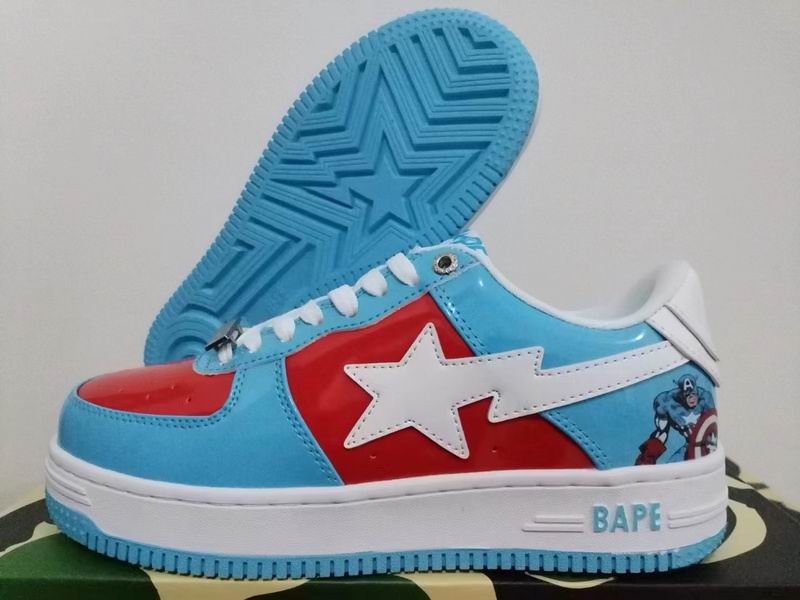 BAPE STA Shark White & Red Low-Top Sneakers