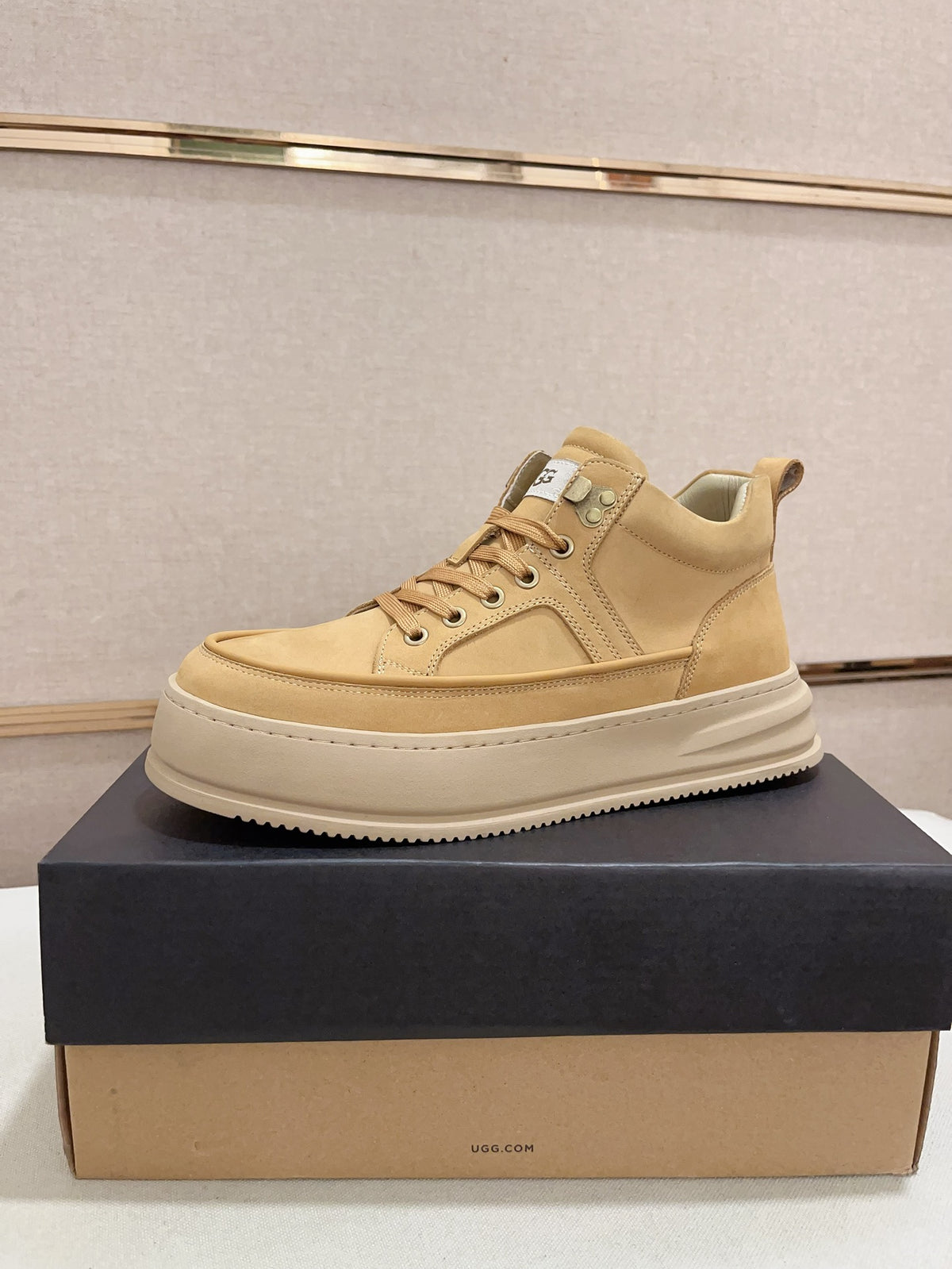 Black Suede & Leather Moc-Toe Platform Boot