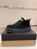 Black Suede & Leather Moc-Toe Platform Boot