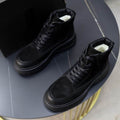 Black Suede High-Top Platform Boot
