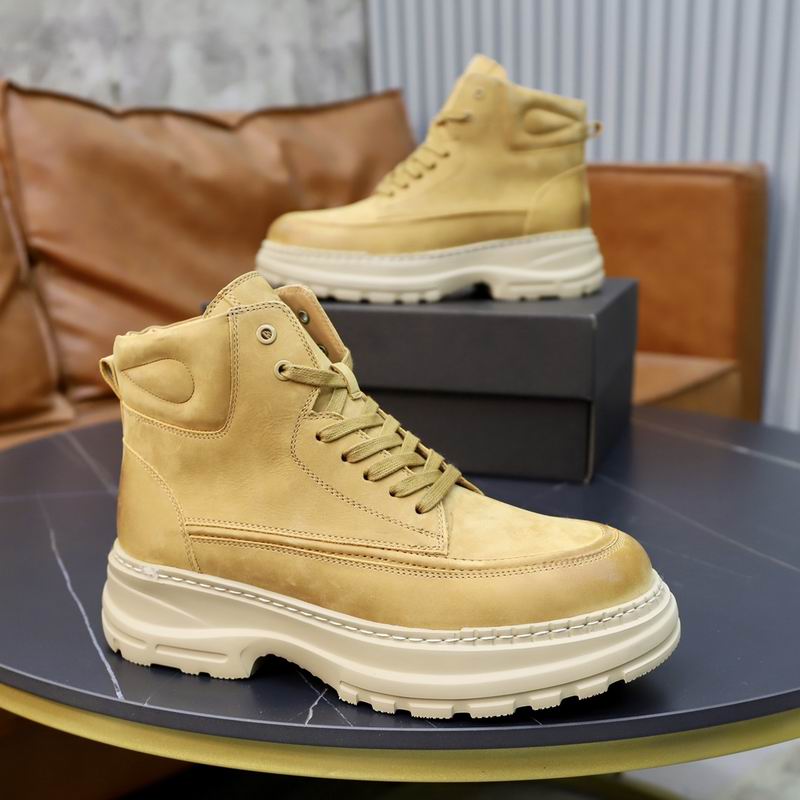 Tan Nubuck High-Top Platform Boot